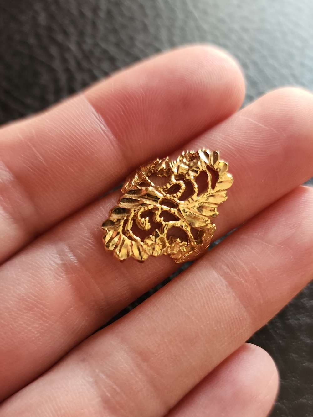Gold Leaf Filigree Ring Size 5 - Elegant Women Jewelry